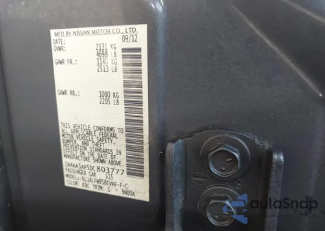 2013 Nissan Maxima 3.5 Sv from USA, damaged, VIN 1N4AA5AP5DC803777